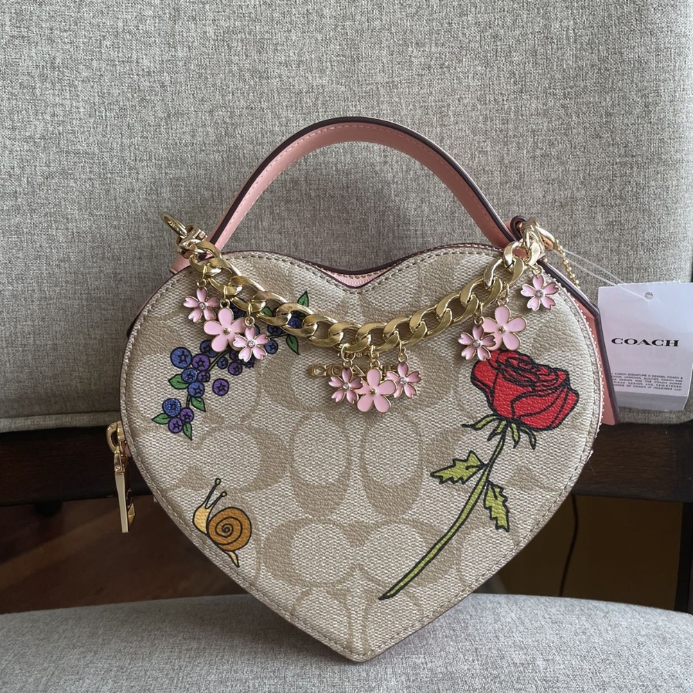 Coach X Observed By Us Heart Crossbody In Signature Canvas With Print